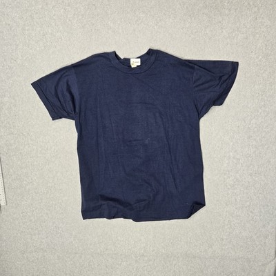 VINTAGE Camel Tobacco Men Shirt XL Navy Single Stitch 75th B-Day 80s USA READ