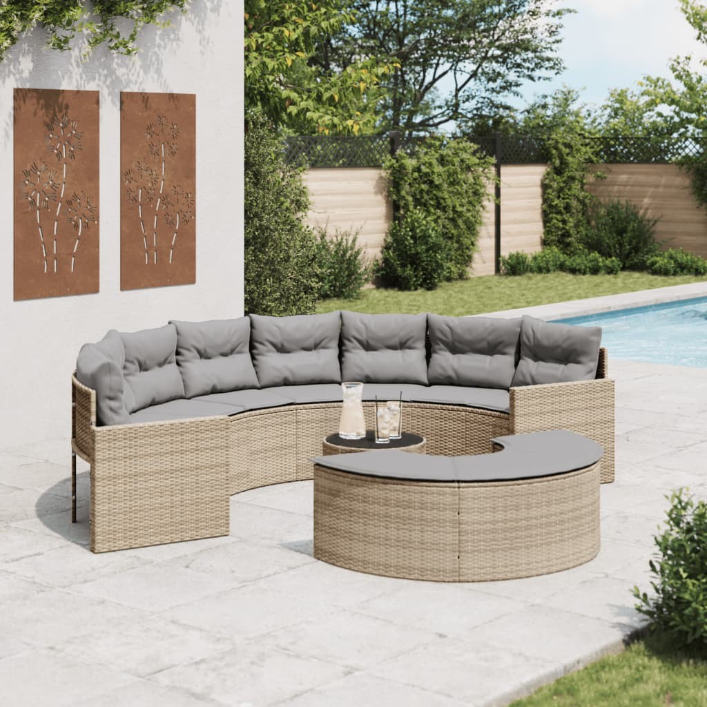 Gartenmöbel Sofa Garten Garnitur Lounge Sitzgruppe Halbrund Poly Rattan vidaXL