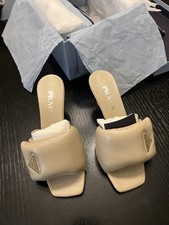 Prada Calzature Donna Napa Soft Leather Deserto Color Mule size 37 New in Box 