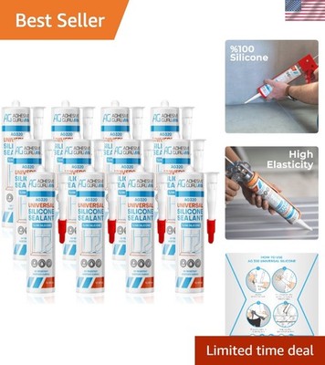 Adhesive Guru Waterproof Clear Silicone Sealant, 12 Pack