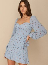 Reformation Cammi Mini Dress in Light Blue Floral - Size 2