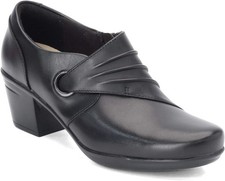 Clarks Emslie Willa Women's Comfort Heel Zip Loafer Black Leather US Size 6.5 M