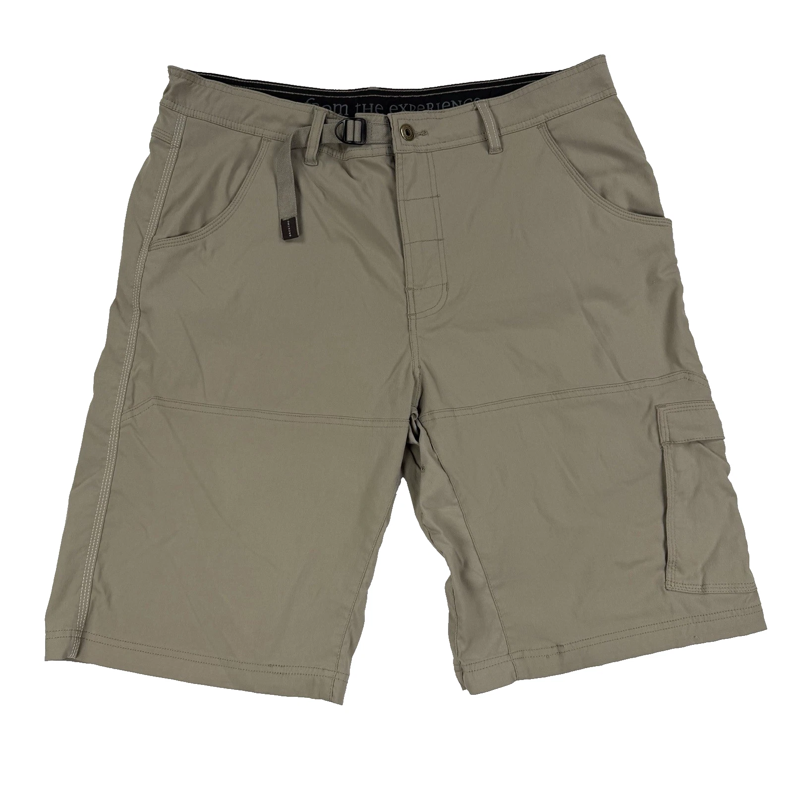 Prana Zion Mens Brown Cargo Hiking Shorts Size 38 Integrated Belt Stretch