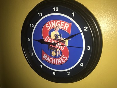 Singer Sewing Machine Seamstress Tailor Shop Store Advertising Clock Sign