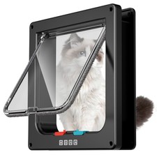 FAREVER Large Cat Door for Interior/Exterior Doors - 4-Way Lock Pet Egress