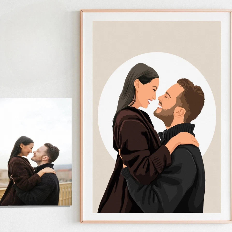Custom Couple Portrait from Photo–Hand-Drawn Digital Illustration, Romantic Gift - Image 3 of 4
