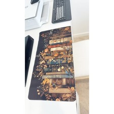 Vintage Bookshelf  Floral Large Gaming Mouse Pad 23.6"x11.5" Non-Slip Desk Mat