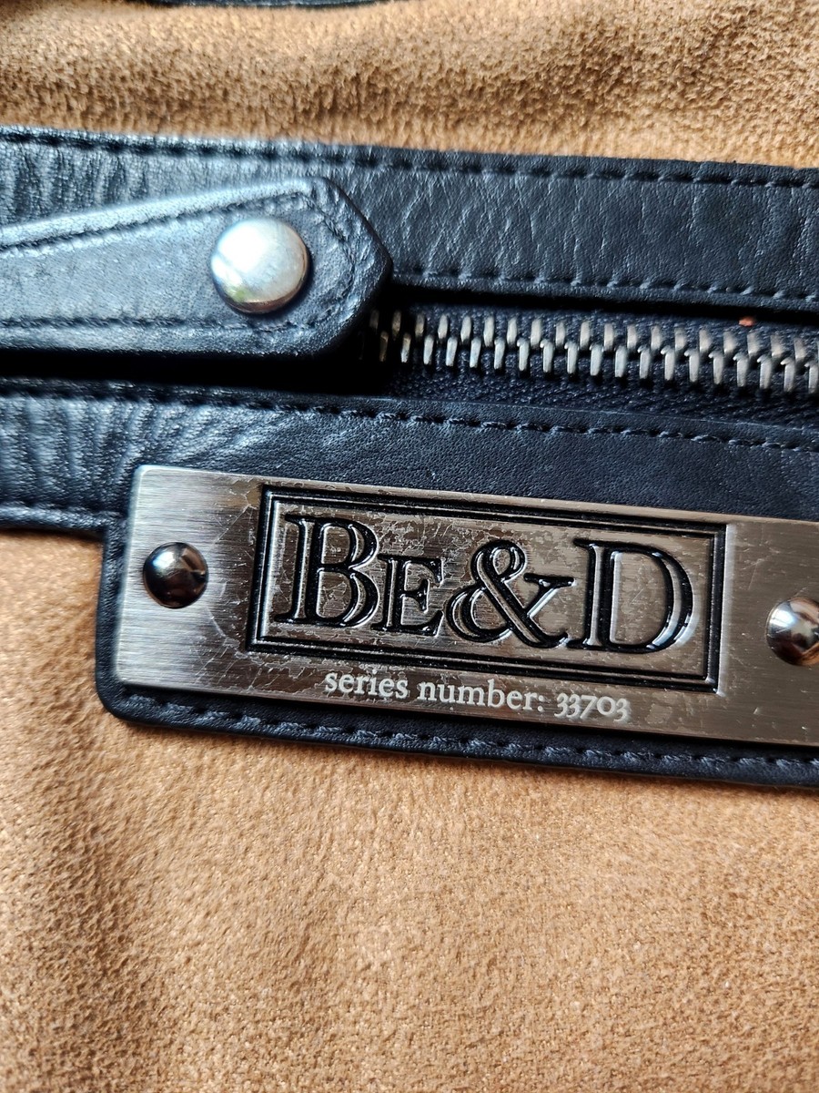 その他 m.o Be & D Tote Bag Black Wrinkly Ruffle Leather Silver Studs On