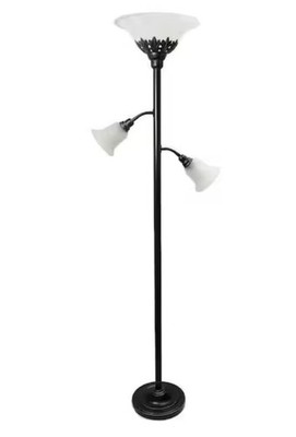 Elegant Designs LF2002-RBW 71  3-Light Torchiere Floor Lamp Bronze White