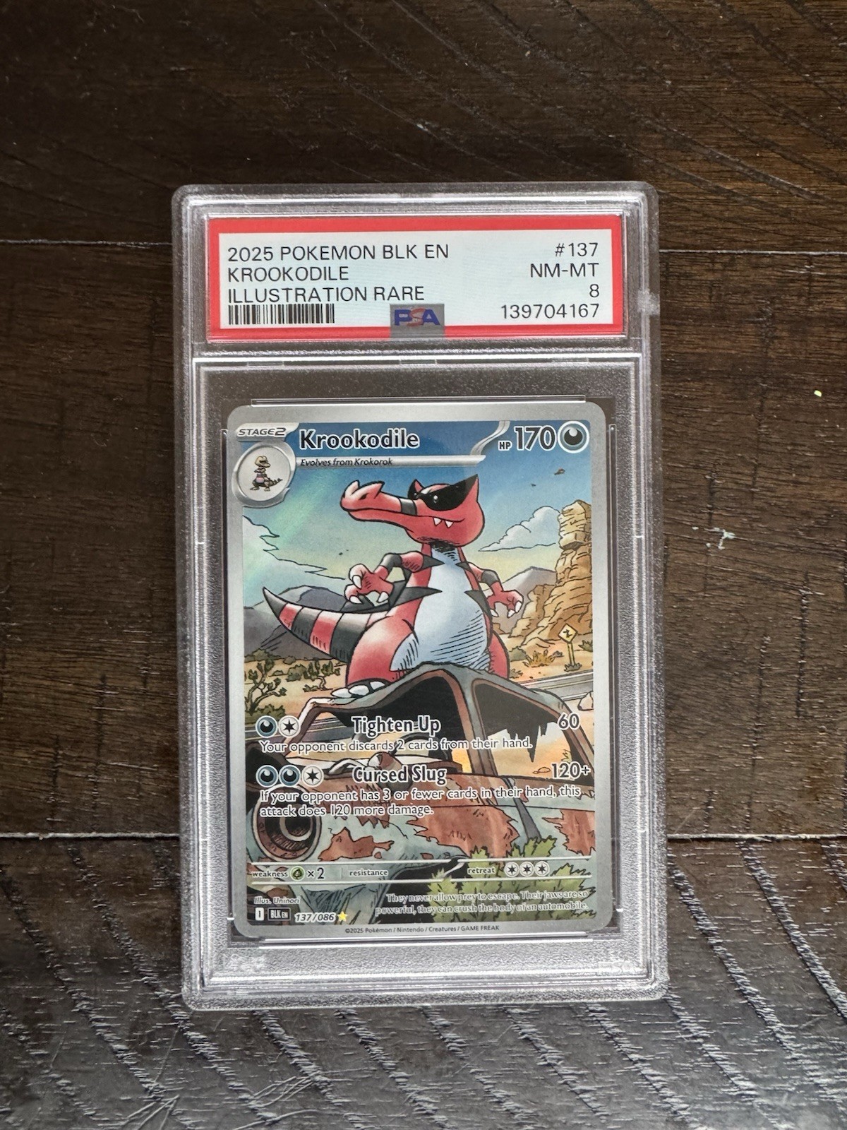 PSA 8 Pokemon TCG Krookodile 137/086 Black Bolt Illustration Rare