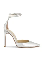 RAYE Dania Pump in Chrome Metallic silver high heels strappy pointed toe