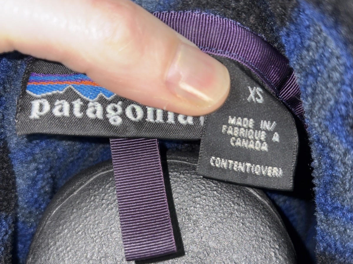 Adult PATAGONIA Fleece Rare Zen Turtle Blue & Black Snap-T, Size
