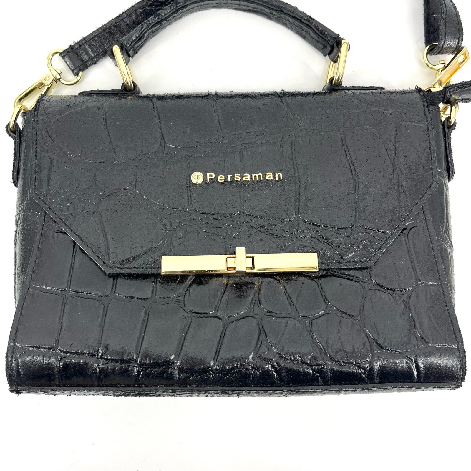 Persaman Black Leather Small Rectangle Crossbody … - image 1