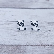 Panda Stud Earrings Dainty - Just Over 3/8"