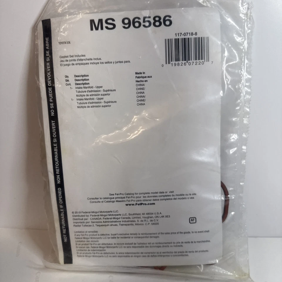 Juego de juntas de inyección de combustible Fel-Pro MS 96586 para Toyota Highlander 2004-2010 Foto 4 de 4