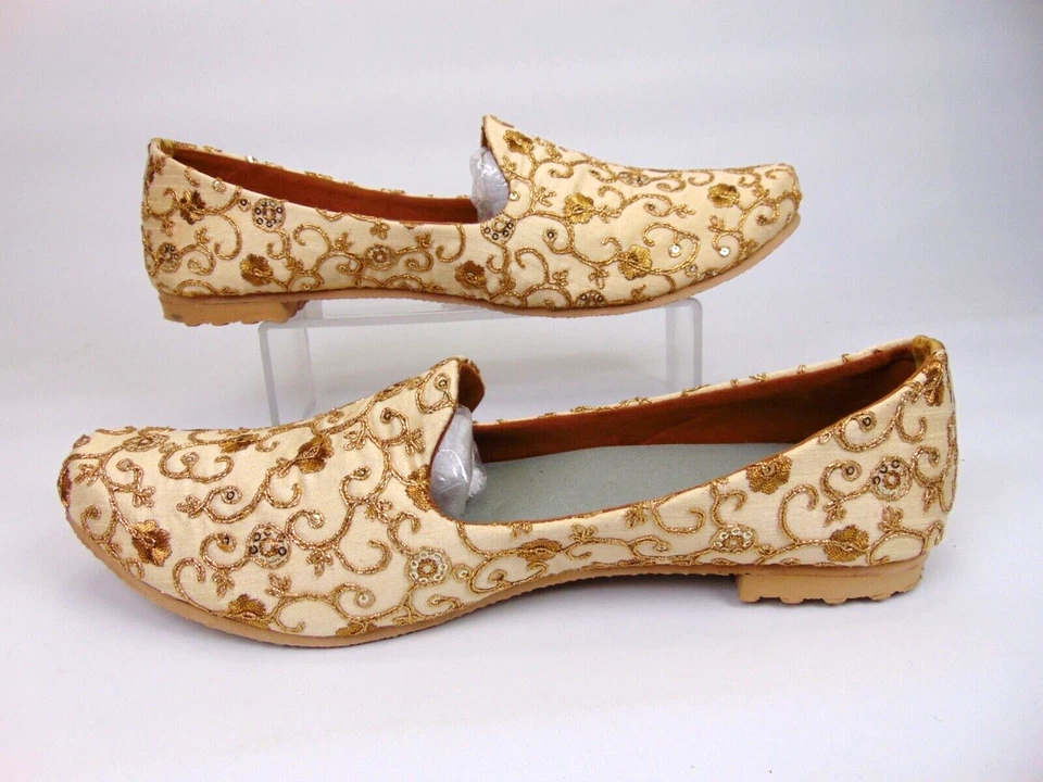 ¡NUEVO! Zapatos de Disfraz Para Hombre Accesorios Mocasín Sin Cordones Talla 11.0 M, Dorado Crema Foto 3 de 4