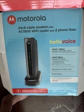MOTOROLA 24X8 CABLE MODEM  AC1900 WIFI ROUTER  2 PHONE LINES -USED WORKS GREAT