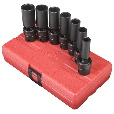 Sunex 3656 7 Pc. 3/8'' Drive Deep Fract SAE Univ. Impact Socket Set