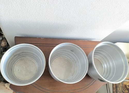 VINTAGE MID CENTURY ALUMINIUM CANISTER 3 PIECE SET - Picture 3 of 7