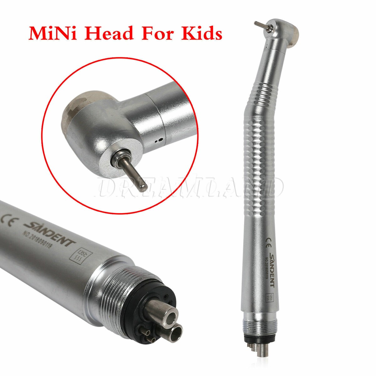 Pedo Mini Head Dental High Speed Handpiece - 4-Hole NSK Style Quick Coupler, Contra Angle, Autochuck