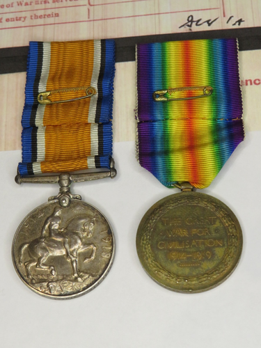 WWI British Army Medal Pair War / Victory to STUART, Welsh Regiment & Badges - Picture 7 of 11