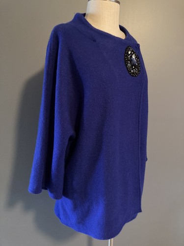 JM Collection 100% Wool Blue Women’s Jewel Embellished Snap Closure Sweater XL - Picture 3 of 9