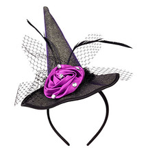 Witch Hat Headband with Purple Rose