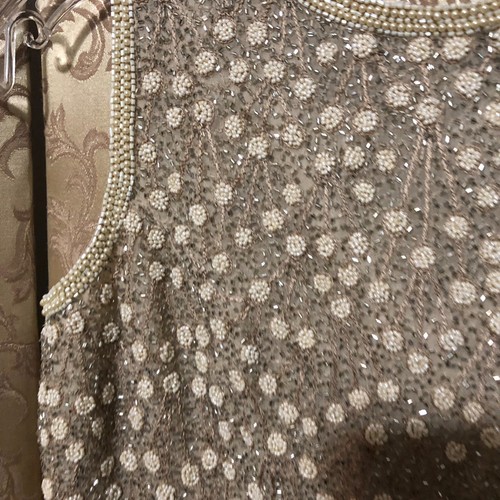 Adrianna Papell Vintage Ivory Beaded Sleeveless Top Size Petite 6 6P - Picture 2 of 5
