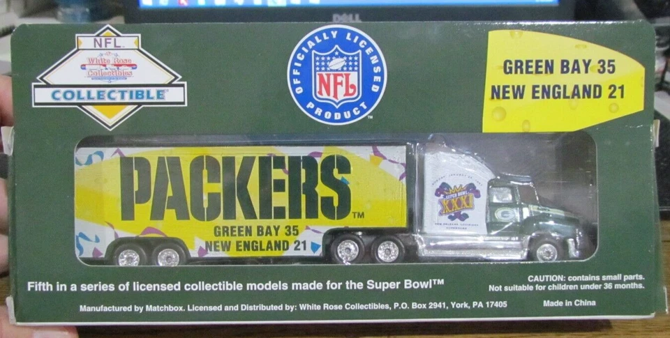 HO Matchbox Green Bay Packers 1997 Super Bowl XXXI Tractor/Trailer (RTR) - Image 3 of 4