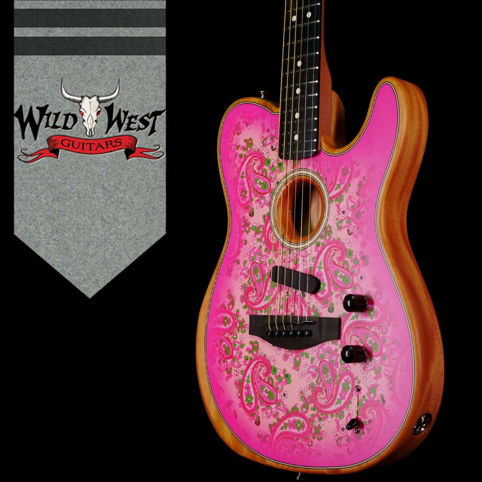 Fender American Acoustasonic Telecaster Ebony Fingerboard Pink Paisley 5.00 LBS