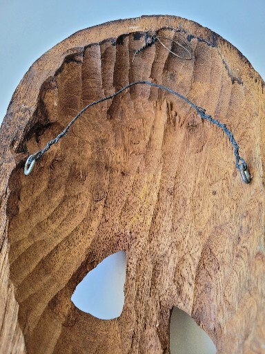 African Tribal Handcrafted Raw Carved Wood Wall Primitive Folk Unusual Mask