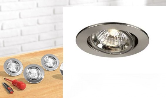 Lot de 2 spots encastrables GU10 en métal chrome pour plafonnier moderne