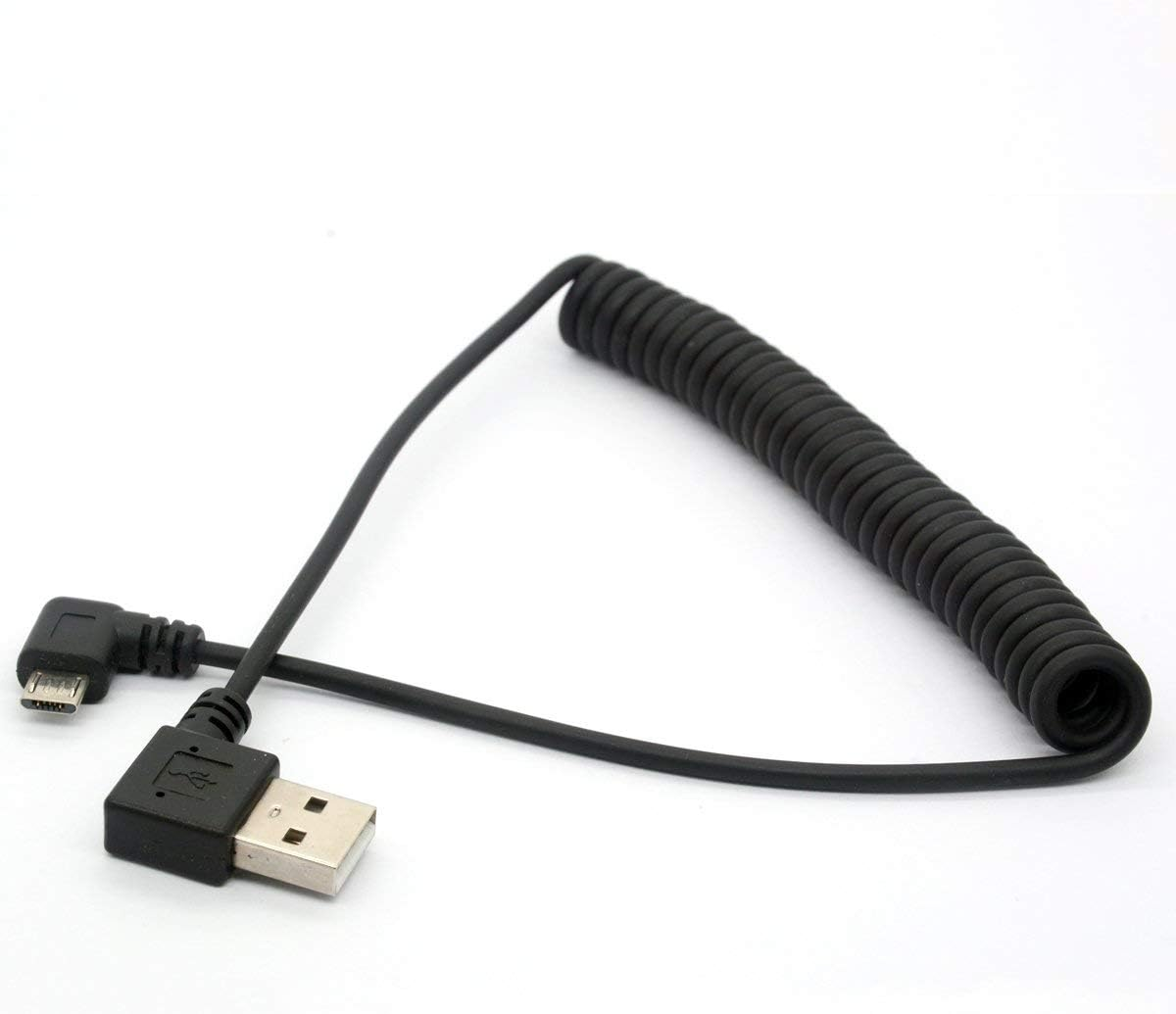 3ft Black Angled USB 2.0 to Micro USB Cable 480Mbps Fast Charging