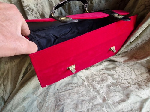 Borsa da sera vintage in velluto rosso, originale 1960 - Foto 15 di 23