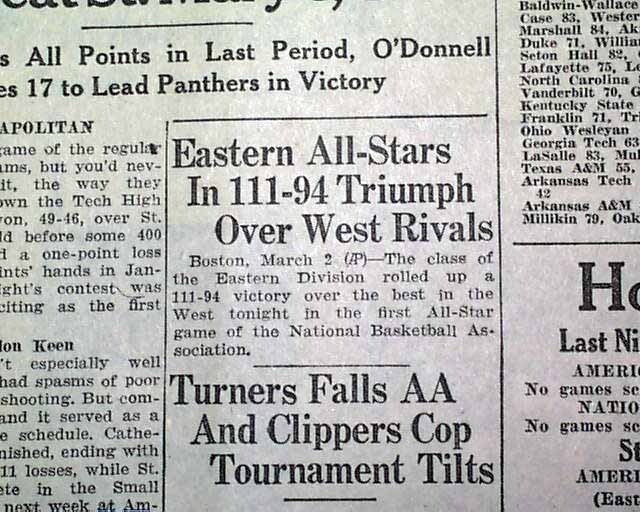 Very 1st NBA Porfessional Basketball ALLSTAR Game 1951 Springfield MA