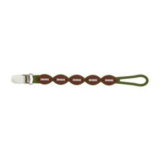 Mud Pie Football Brown Silicone Pacy Strap Pacifier Clip