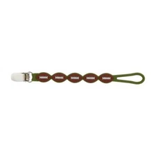 Mud Pie Football Brown Silicone Pacy Strap Pacifier Clip