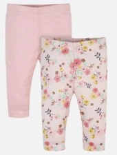 0-3M ~ Gerber Organic cotton 2-Pack Pink Floral baby Pants NWT