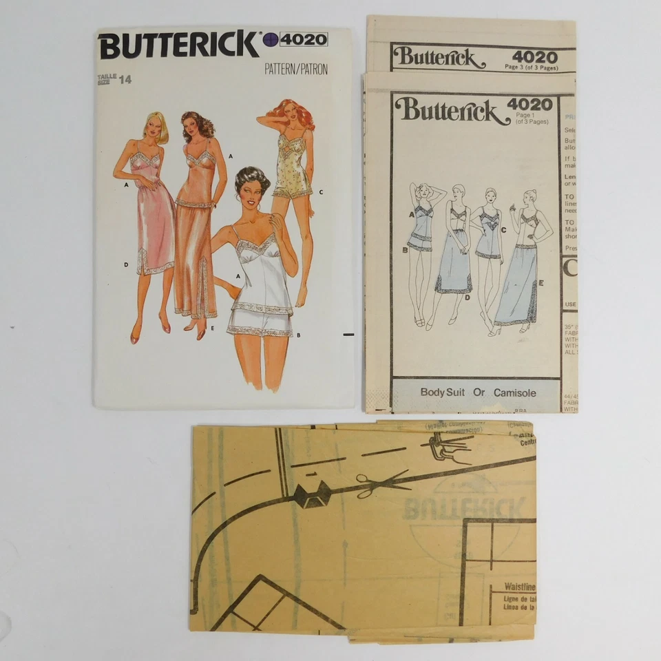 Butterick 4020 Misses Camisole Shorts Bodysuit Half Slip Sewing Pattern Size 14 - Image 2 of 4