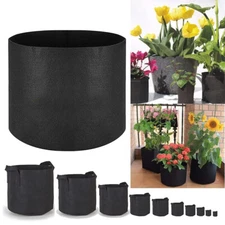 10-Pack Round Fabric Aeration Plant Pots Grow Bags 1 2 3 5 7 10 Gallon Black