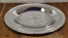 Vintage Shelton Ware NYC Oval Embossed Ribbed Edge Platter Tray Chrome 11.5 x 7 