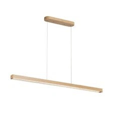 59" Natural Wood LED Linear Pendant Light Fixture 40W Led Dining Room Light D...