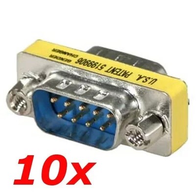 20 PACK DB9 D-SUB 9-Pin RS232 Serial Male to Male Gender Changer Coupler Adapter