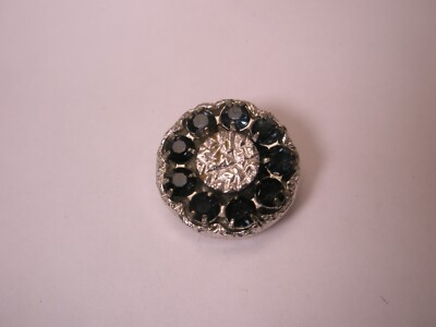 5/8'' Blue Rhinestones & Silver Tone Vintage SWANK Tie Tack Lapel Pin r112