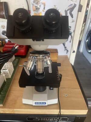 OMAX Double layer Binocular Compound Microscope    +AmScope 100 Prepared Biology