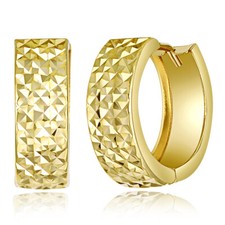 Wellingsale 14k Yellow Gold 5mm Huggies Hoop Earrings 15mm Diameter 