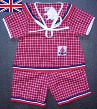 Classic Baby Boys Red Gingham Sailor Outfit 2 Piece Set Check Shorts & Top Suit