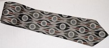 Martin Wong Tie Mens 57x3.75 Wide 100% Silk Geo Made In USA Vintage Necktie