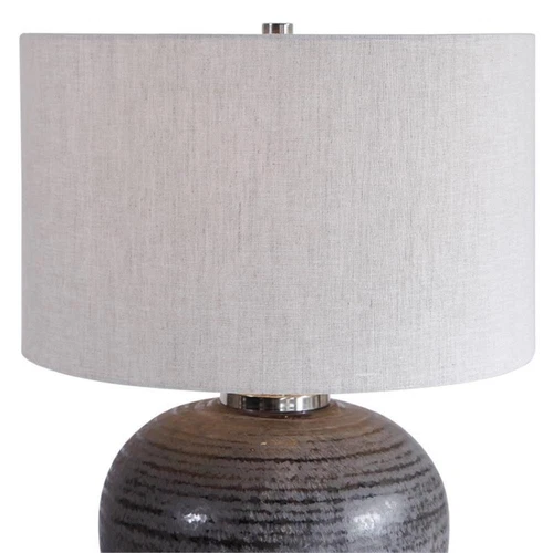 Uttermost Mikkel Farmhouse Ceramic Steel and Fabric Table Lamp in Charcoal - Picture 4 of 8