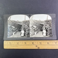 Refugees Living in Bombed Out House Lens France Stereoview c1919 Y13939